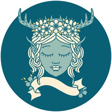 Retro Dövme Biçimli Elf Karakter Yüzü