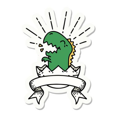 Yumurtadan çıkan dinozor dövmesi çıkartması.