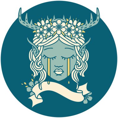 Retro Dövme Tarzı Üzgün Elf Karakter Yüzü