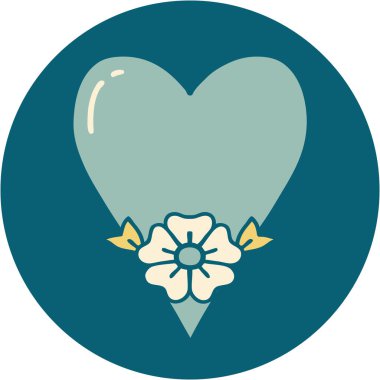 Bir kalp ve çiçeğin ikonik dövme şekli