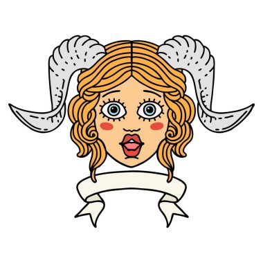 Retro Dövme Biçimi karakter yüzünü kaydırma pankartı ile düzenliyor