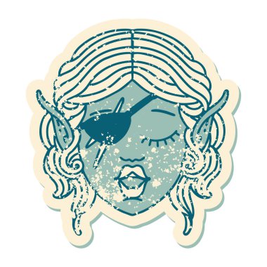 Retro Dövme Tarzı Elf düzenbaz karakter yüzü