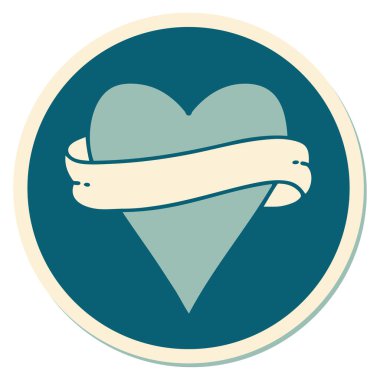 Geleneksel kalp ve bayrak stiliyle dövme çıkartması