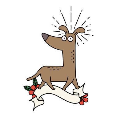 Dövme stili afiş. Şaşırmış köpek.