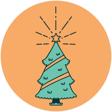 Yıldız dövmeli bir yılbaşı ağacının simgesi