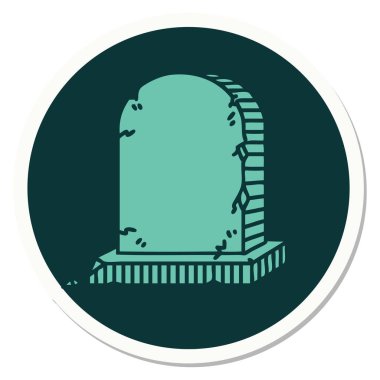 Mezar taşının geleneksel stiliyle dövme çıkartması.