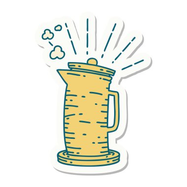 Dövme stili kahve sürahisi çıkartması.