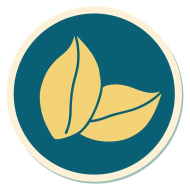 Yaprakların geleneksel stiliyle dövme çıkartması