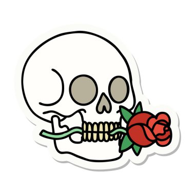 Geleneksel bir kafatası stili dövme çıkartması