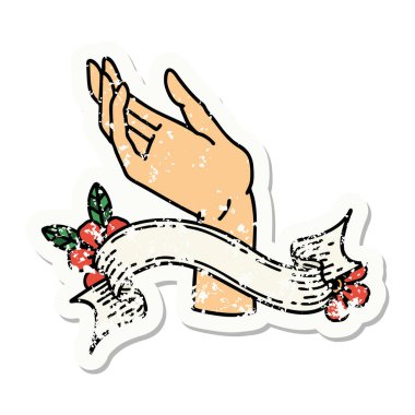 Bir el sancağıyla eski bir etiket