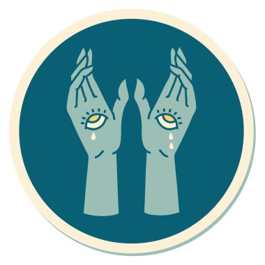 Geleneksel mistik eller stiliyle dövme çıkartması