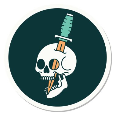 Geleneksel bir kafatası stili dövme çıkartması