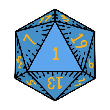 Retro Dövme Biçimi Doğal 1D20 zar atma