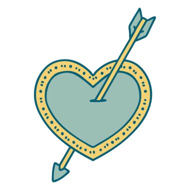 ok ve kalbin ikonik dövme görüntüsü