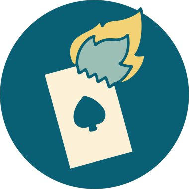 Yanan bir kartın ikonik dövme tarzı görüntüsü