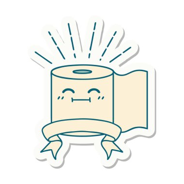 Dövme stili tuvalet kağıdı karakterinin çıkartması