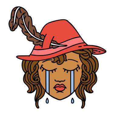 Retro Dövme Tarzı Ağlayan İnsan Ozanı