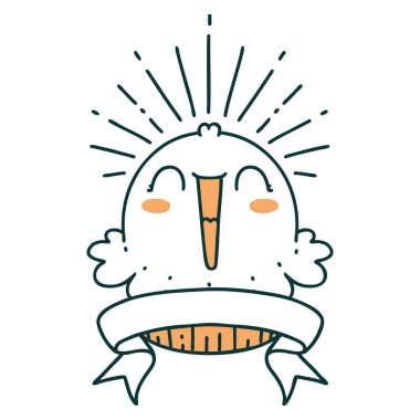 Dövme tarzlı parşömen bayrağı Mutlu bir şekilde şarkı söylüyor