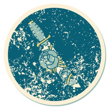 Hançer ve çiçeğin sembolik dövmeli görüntüsü