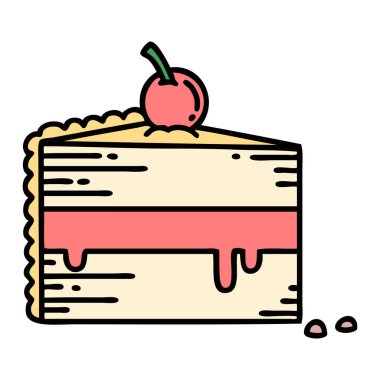 Dövme geleneksel bir pasta dilimi şeklinde.