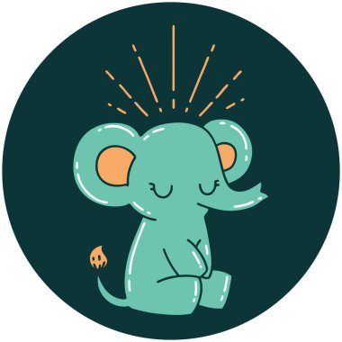 Dövme stili şirin bir fil ikonu