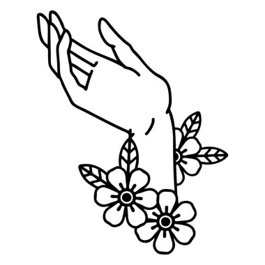 Siyah çizgili bir el dövmesi.