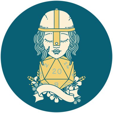 Retro Dövme stili 20 zarlı insan dövüşçüsü