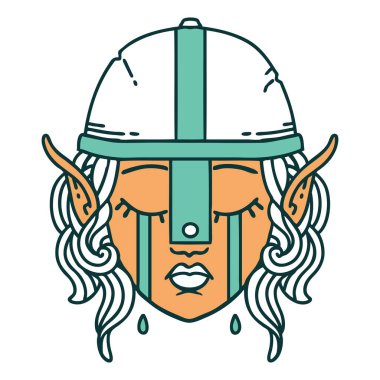 Retro Dövme Tarzı Ağlayan Elf Savaşçısı karakteri