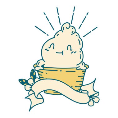 Dövme stili dondurma karakterli parşömen.