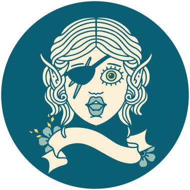 Retro Dövme Tarzı Elf düzenbaz karakter yüzü