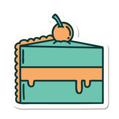 Geleneksel çikolatalı pasta stili dövme çıkartması.