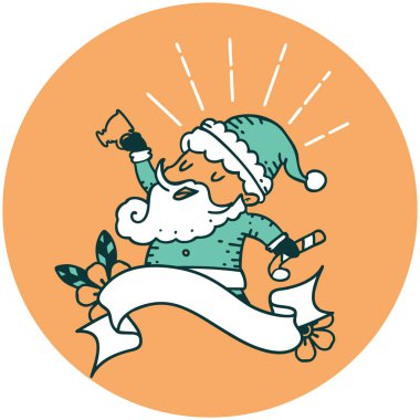 Dövme stili Noel Baba karakterinin Noel Baba kutlaması ikonu