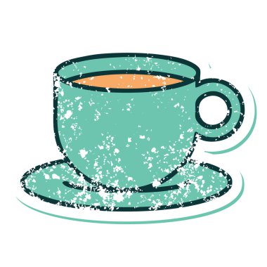 Bir fincan kahvenin sembolik depresif dövme görüntüsü