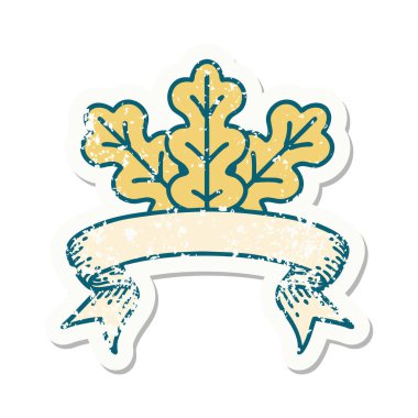 Yaprak sancağı olan eski bir etiket.