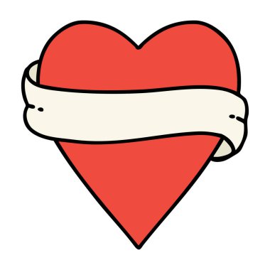 kalp ve bayrak şeklinde geleneksel bir dövme.