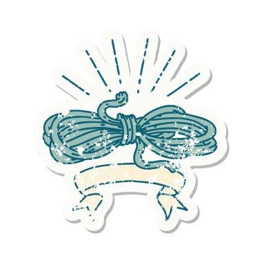 Dövme stili eski bir çıkartma. Yara ipi.