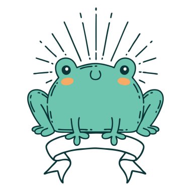 Dövme stili mutlu kurbağa dövmeli parşömen.