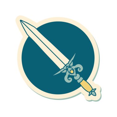 Geleneksel hançer stili dövme çıkartması.