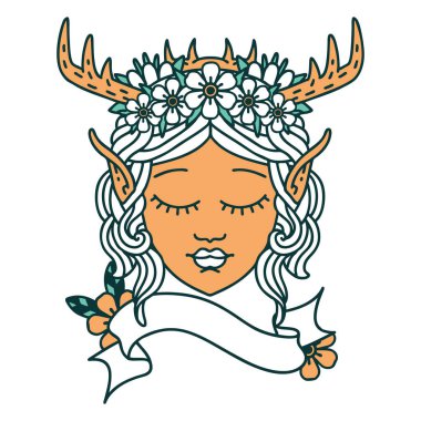 Retro Dövme Biçimli Elf Karakter Yüzü