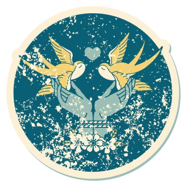 Bağlı ellerin ve kırlangıçların sembolik dövmeli görüntüsü