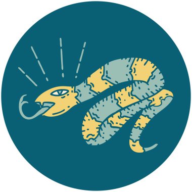 Dövme stili tıslayan yılanın simgesi