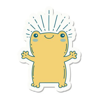 Dövme stili mutlu kurbağa çıkartması.