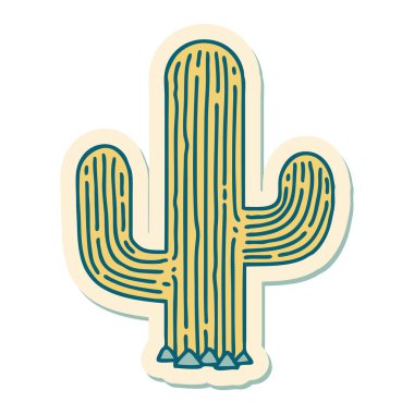 Geleneksel bir kaktüs stili dövme çıkartması.