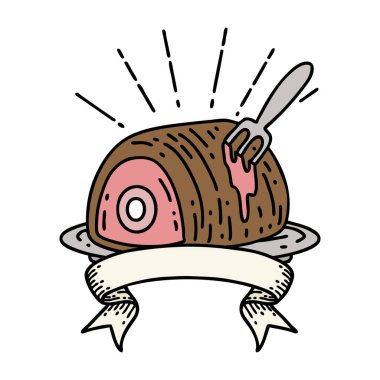 Dövme stili biftekli kaydırma pankartı