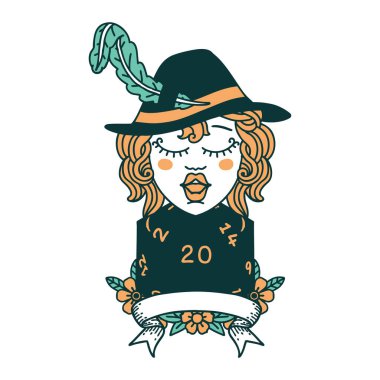 Retro Dövme Biçimli 20 zarlı ozan karakteri