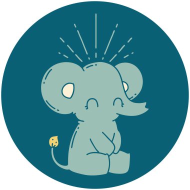 Dövme stili şirin bir fil ikonu