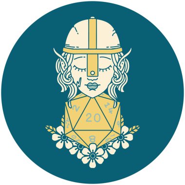 Retro Dövme Tarzı Doğal 20 zarlı elf dövüşçüsü