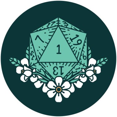 Doğal zarın ikonu çiçek elementleriyle yuvarlanır.