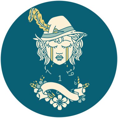 Retro Dövme Tarzı Ağlayan Elf Ozan Karakter Yüzü