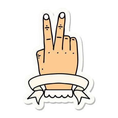 Zafer ve el hareketi etiketi.